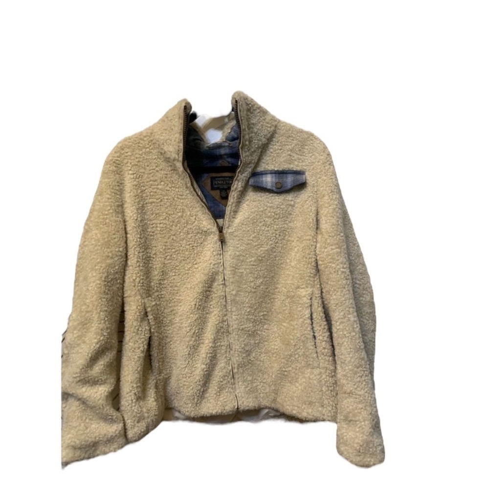 PENDLETON Flannel Lined Sherpa/Wool Jacket Size Large - Picture 3 of 8